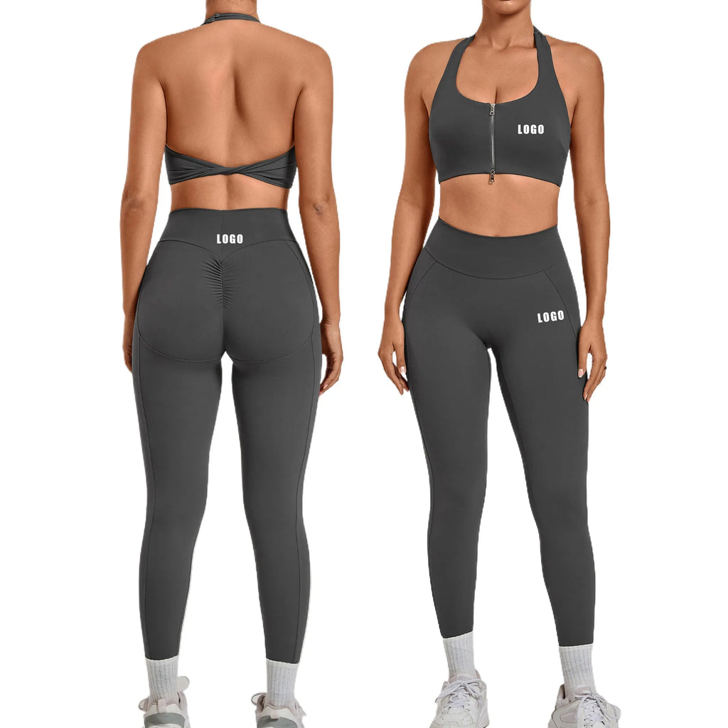 Customizable Nude Hip Lift Sports Zipper Set | Custom Logo