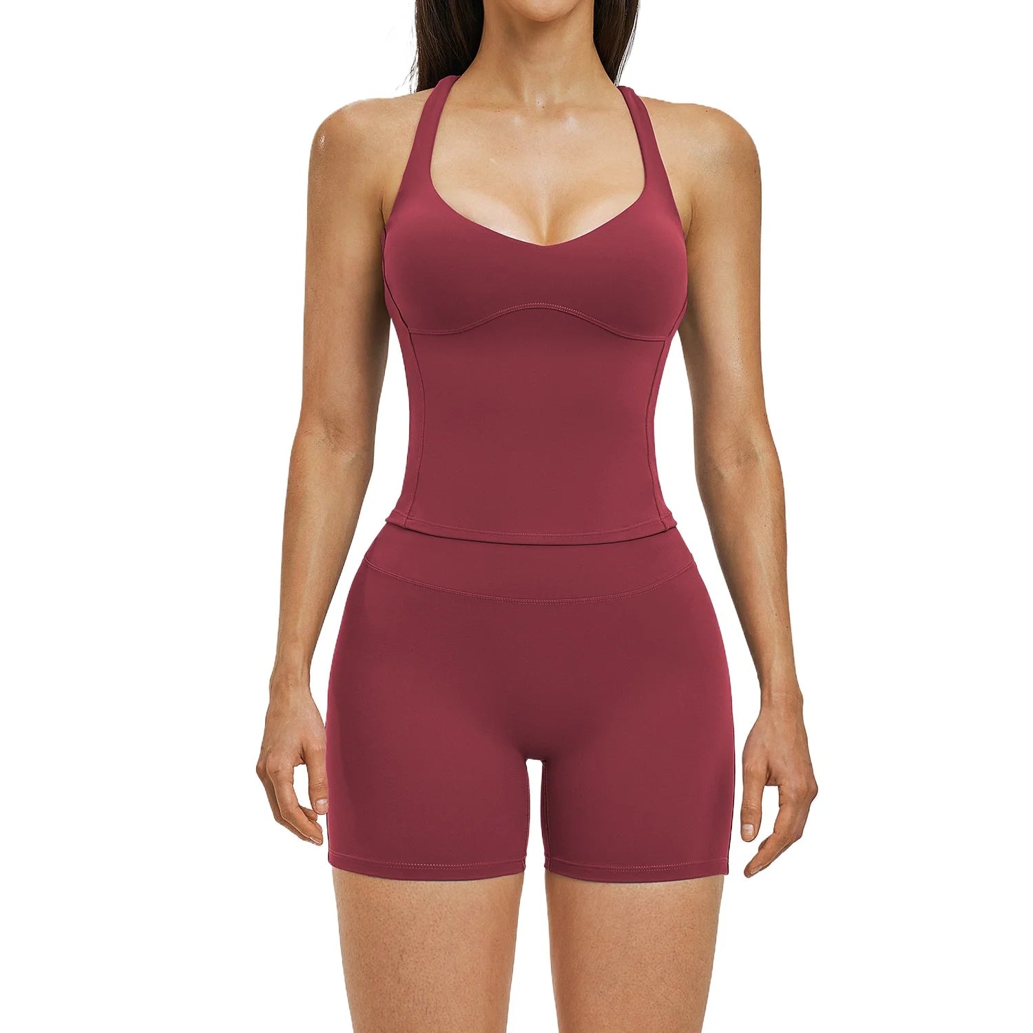 Custom LOGO Women's Cross Back Yoga Suit Shock Absorption Outdoor Casual Vest Shorts Fitness Sports Two-piece Set