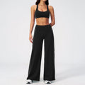 Custom LOGO women's color-matching yoga three-dimensional beauty back outdoor sports fitness vest wide-leg pants two-piece set