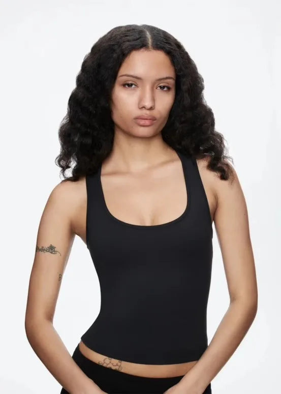 Custom LOGO women's Spice Girls tight-fitting high-elastic square-collar I-shaped vest fitness quick-drying sports short top