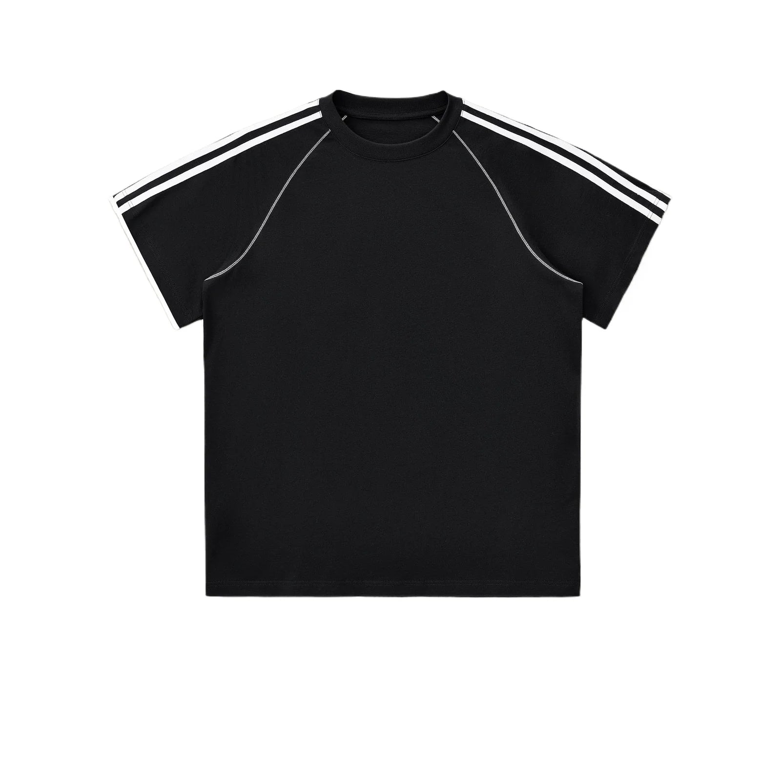 Custom LOGO Men's 100% cotton striped short-sleeved trousers contrasting colors casual sports outdoor street hip-hop suit
