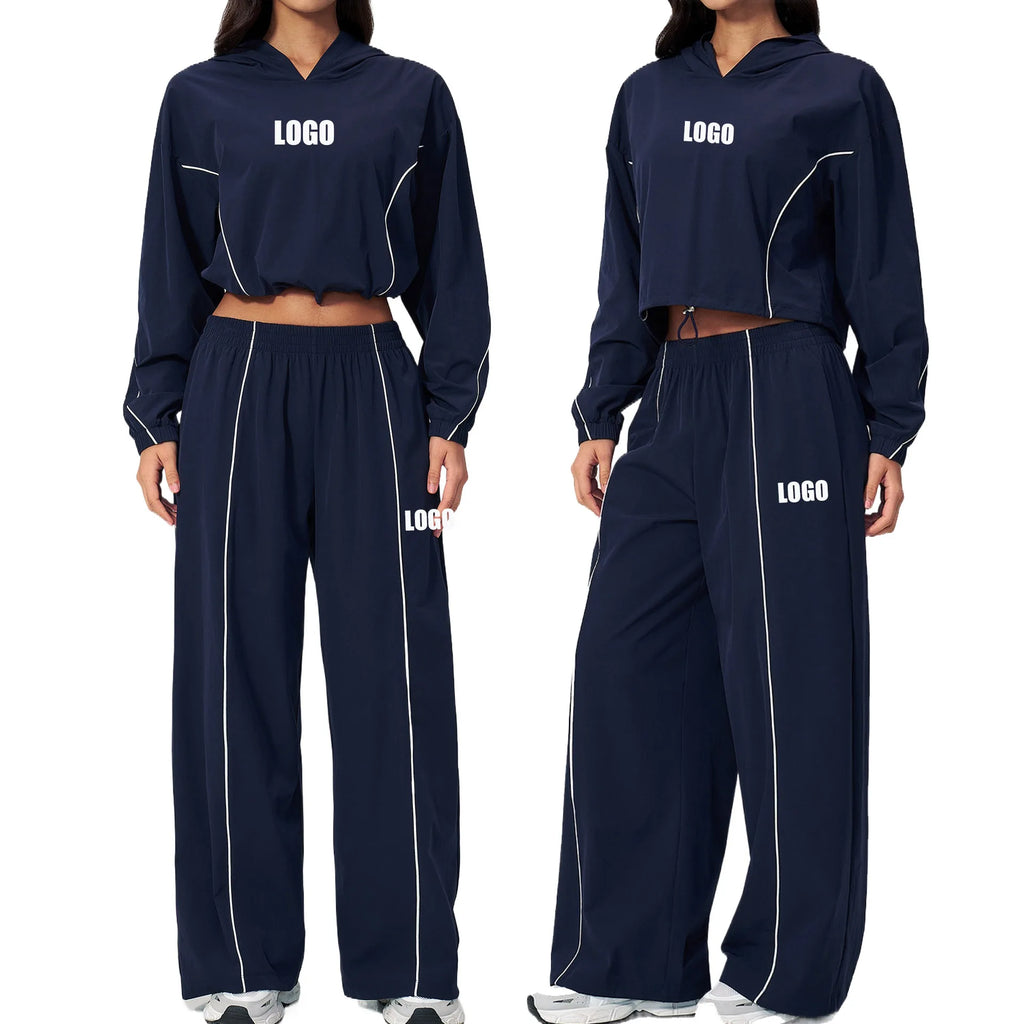 Custom LOGO women's outdoor cool sunscreen sportswear UV protection quick-drying hoodie trousers two-piece set