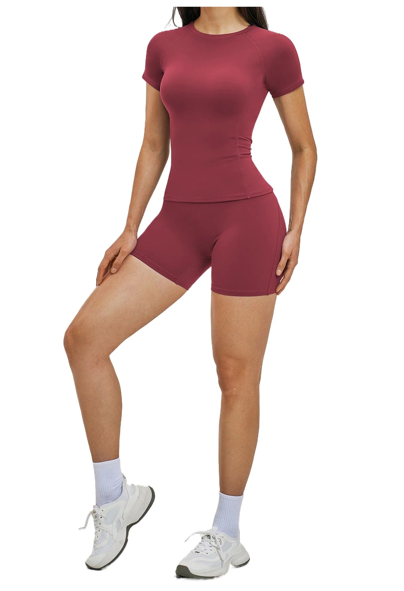 Custom LOGO women's spring and summer short-sleeved sports yoga fitness clothes shorts casual sports two-piece set