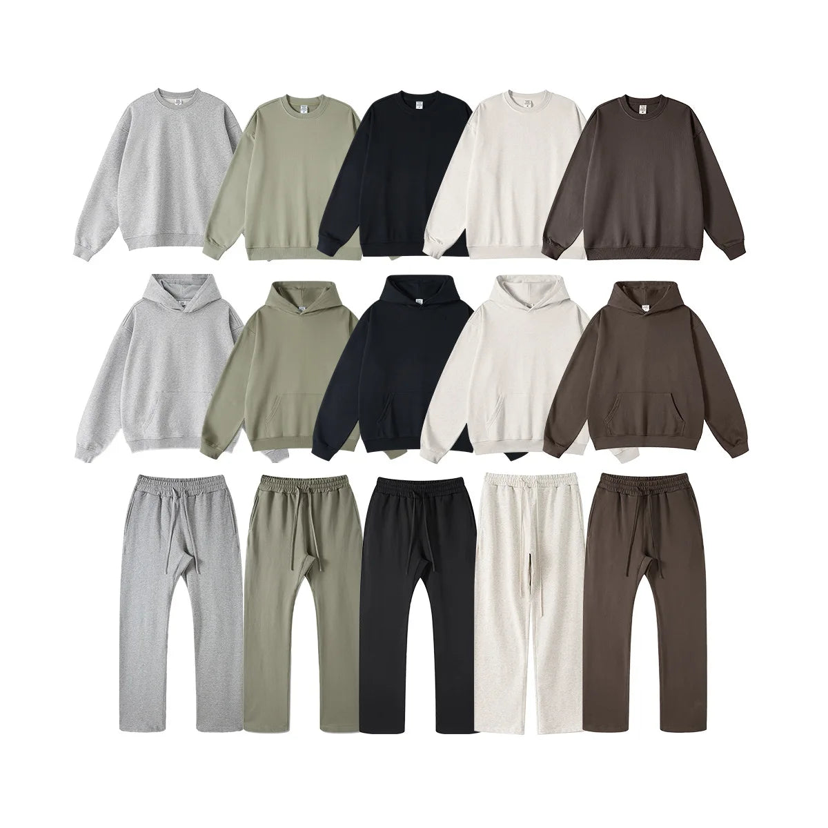 Custom LOGO men's and women's spring, autumn and winter 440G heavy terry fabric loose casual sports sweater set
