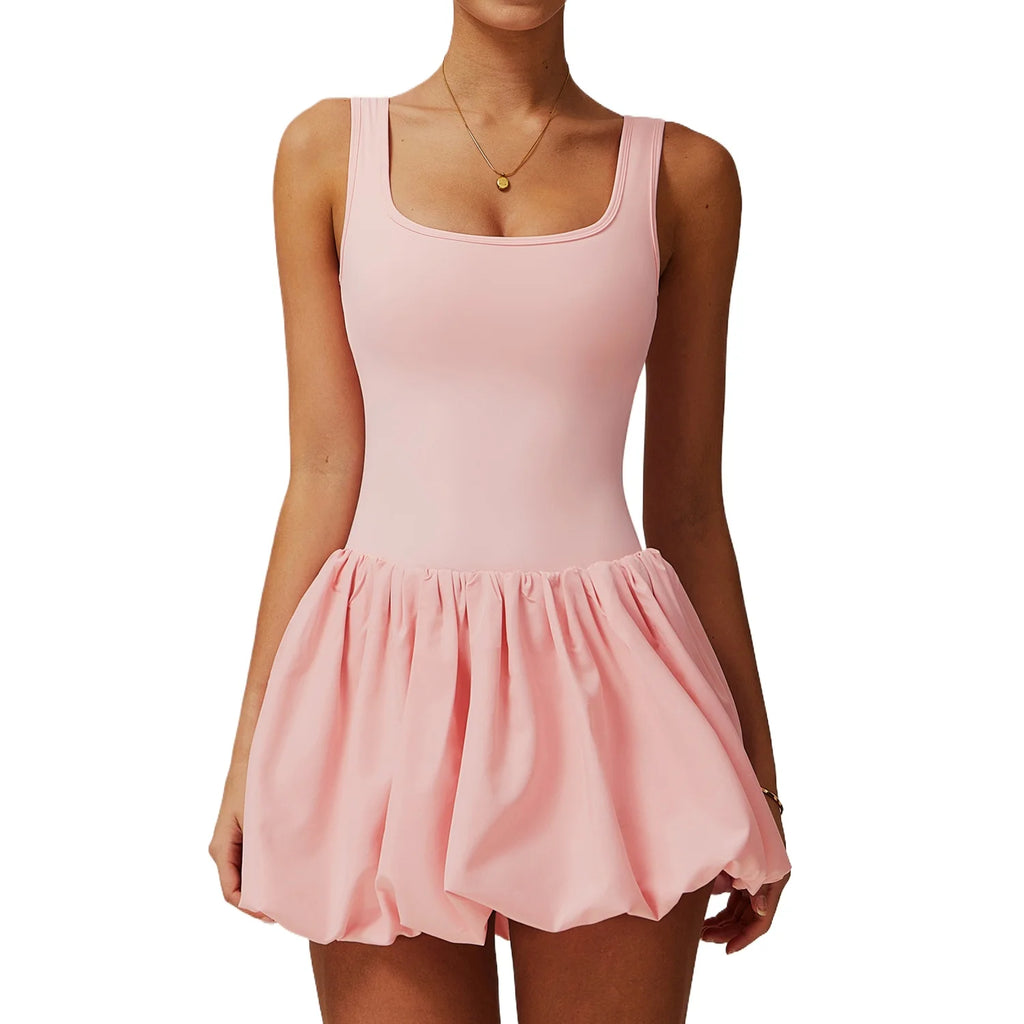 Custom LOGO women's fake two-piece sports dress, anti-light backing with pockets, outdoor running fitness tennis skirt