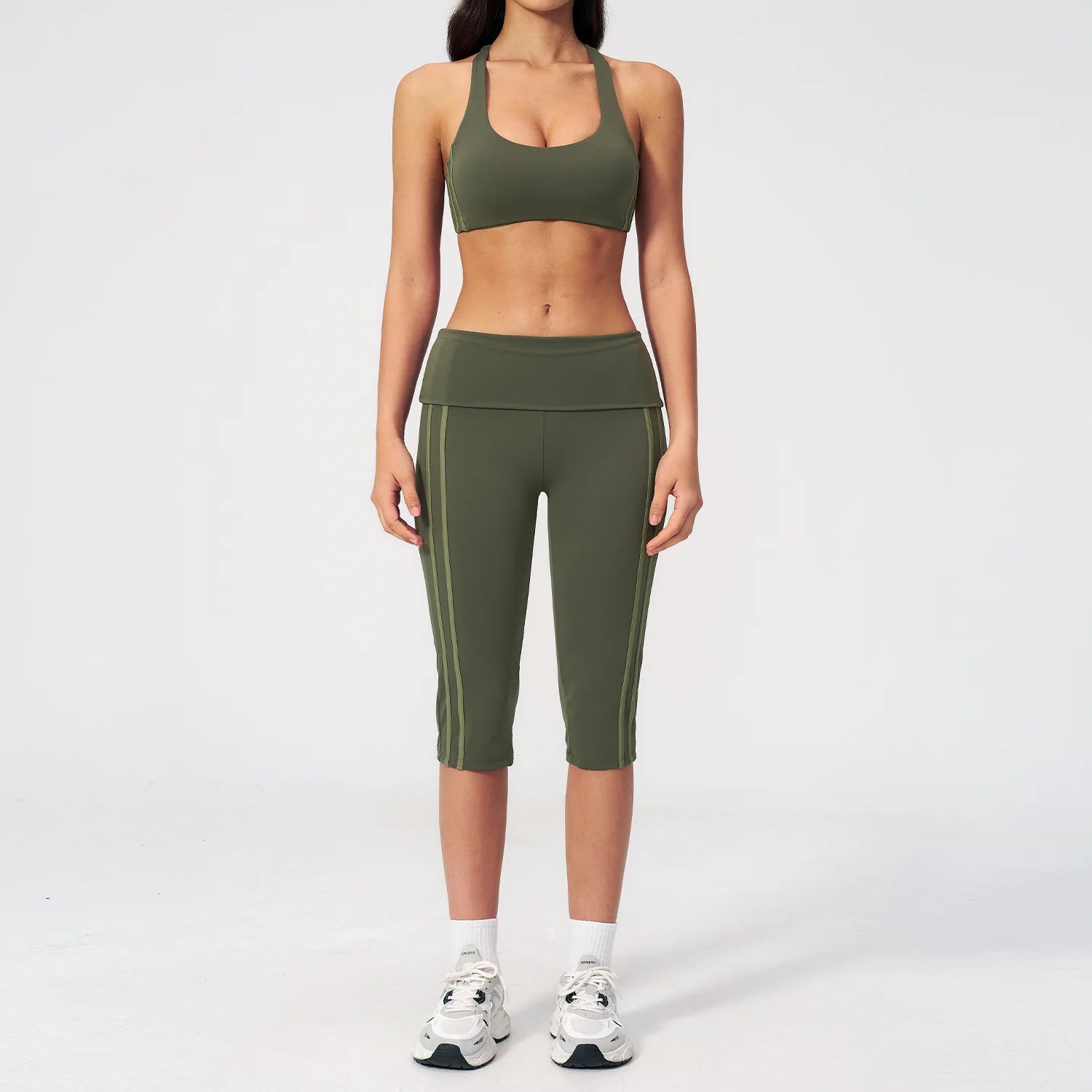 Custom LOGO women's slim back yoga sports quick-drying running fitness vest cropped pants two-piece set