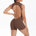 Custom LOGO women's new beautiful back pleats hip lift short onesie sports running fitness onesie yoga clothes