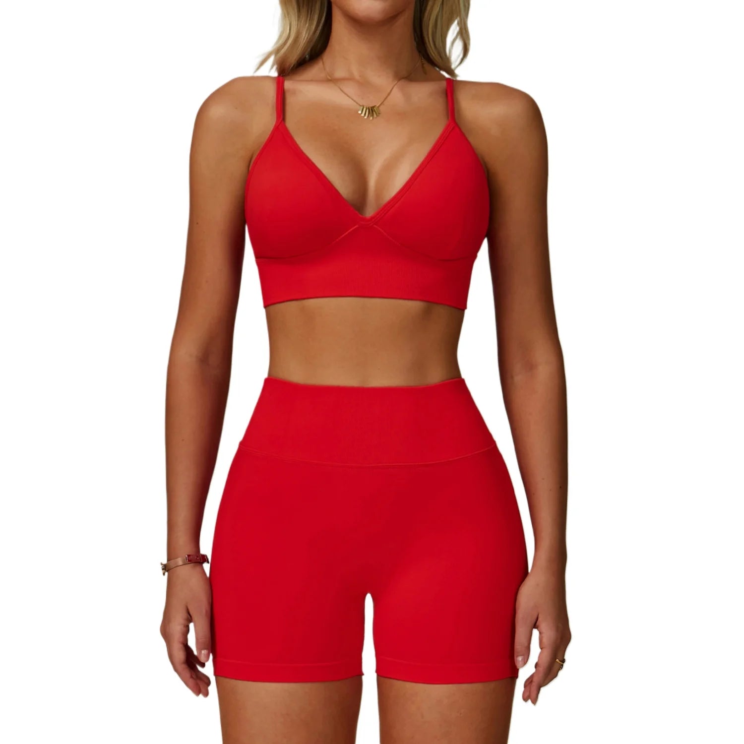 Custom LOGO women's seamless tight yoga quick-drying fitness wear outdoor running vest shorts sports two-piece set
