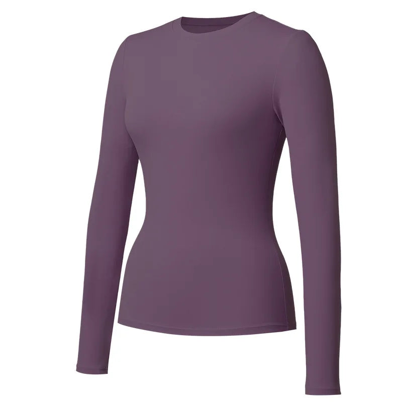 Custom LOGO Women's Naked Yoga Suit Long Sleeve T-Shirt Elastic Quick Drying Slim Fit Belly Running Fitness Top
