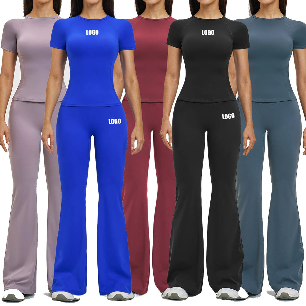 Custom LOGO women's spring and summer new slim-fit quick-drying sports suit casual sports running fitness two-piece set