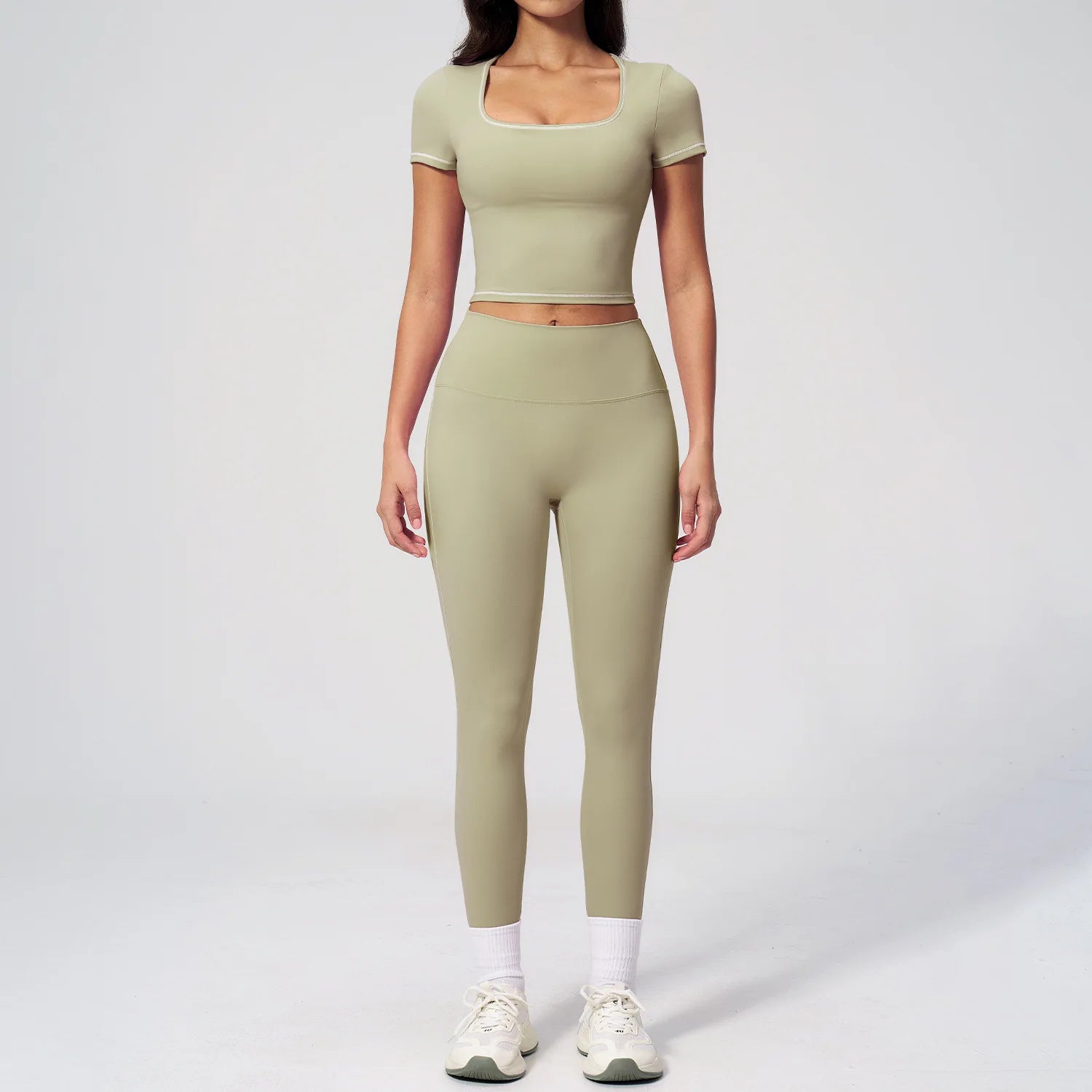 Custom LOGO women's yoga high waist tight trousers hip-lifting sports quick-drying short-sleeved fitness clothes two-piece set