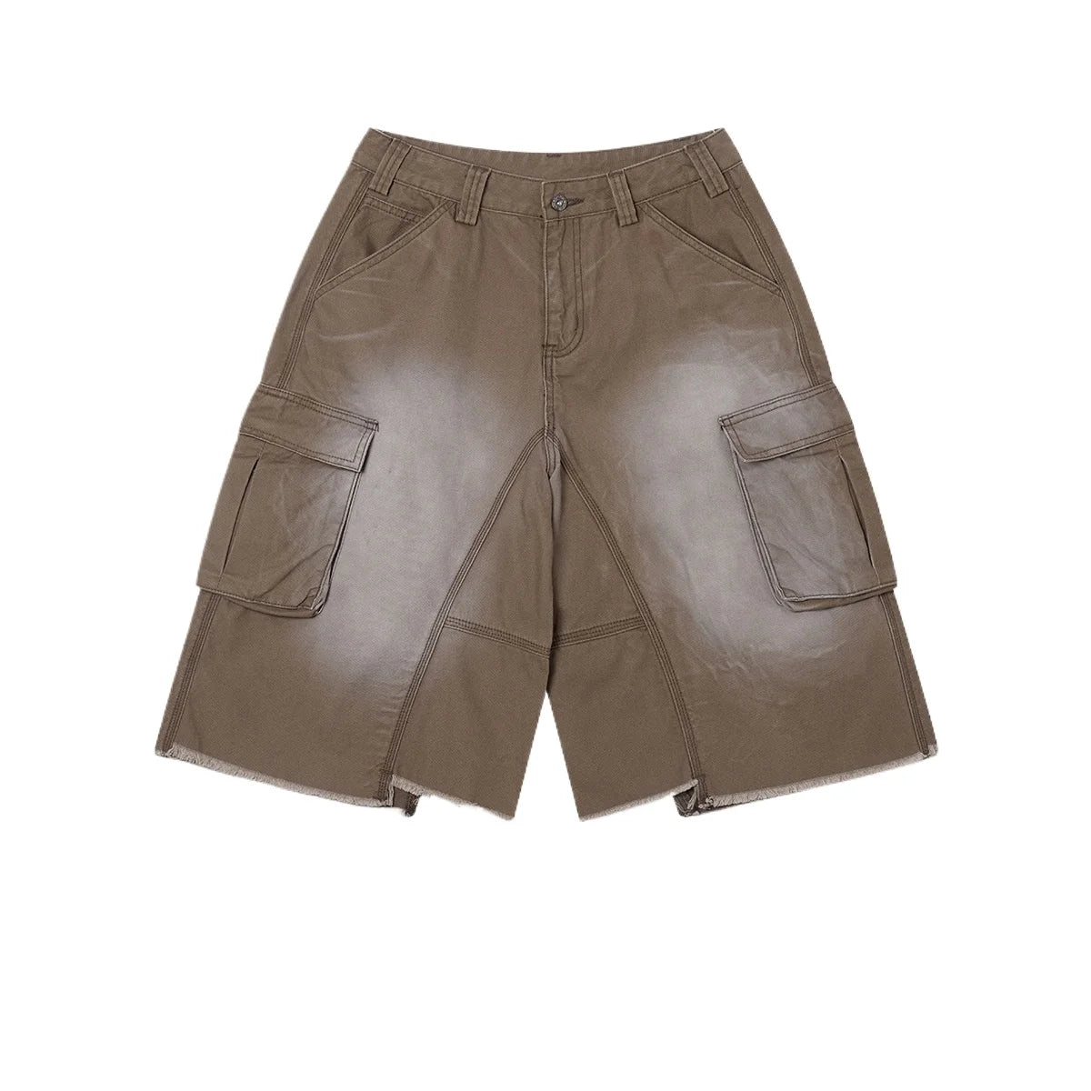 Custom LOGO men's 310G heavy 100% cotton summer American street multi-pocket retro washed old loose tooling seven-point shorts