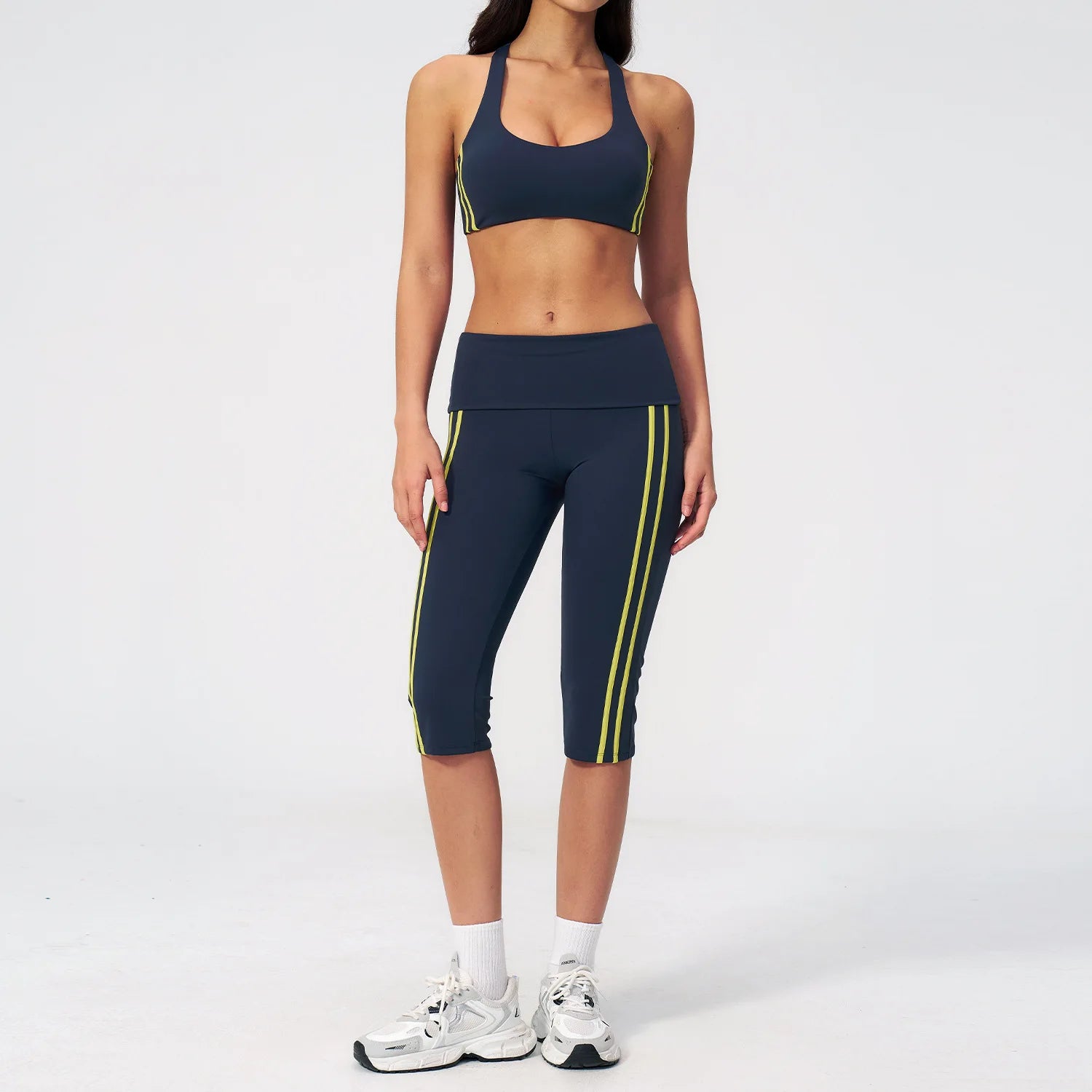 Custom LOGO women's slim back yoga sports quick-drying running fitness vest cropped pants two-piece set