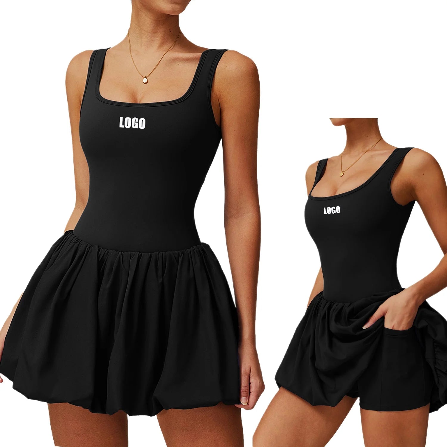 Customizable Women's Fake Two-Piece Sports Dress | Custom Logo