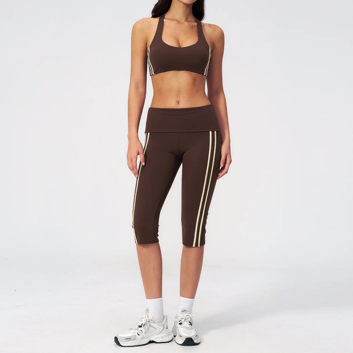 Custom LOGO women's slim back yoga sports quick-drying running fitness vest cropped pants two-piece set