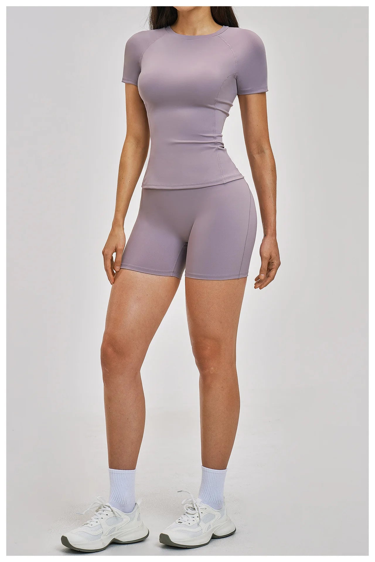 Custom LOGO women's spring and summer short-sleeved sports yoga fitness clothes shorts casual sports two-piece set