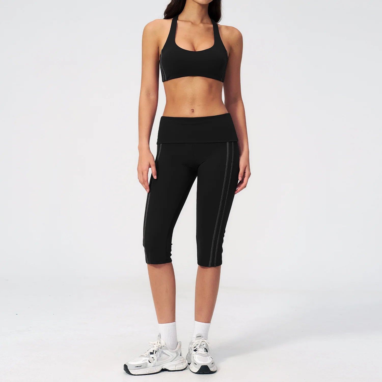 Custom LOGO women's slim back yoga sports quick-drying running fitness vest cropped pants two-piece set