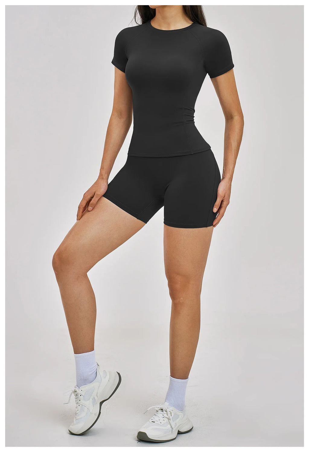 Custom LOGO women's spring and summer short-sleeved sports yoga fitness clothes shorts casual sports two-piece set