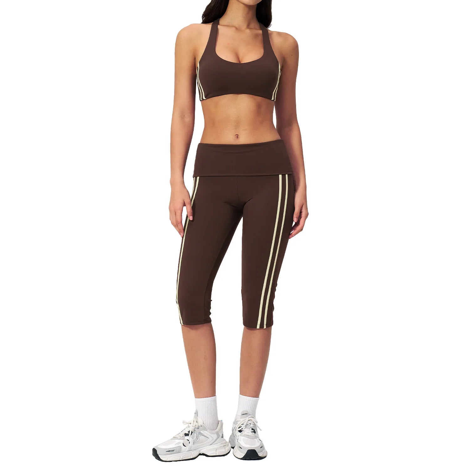 Custom LOGO women's slim back yoga sports quick-drying running fitness vest cropped pants two-piece set