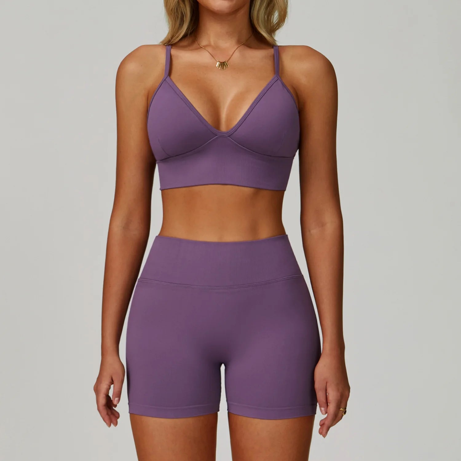 Custom LOGO women's seamless tight yoga quick-drying fitness wear outdoor running vest shorts sports two-piece set