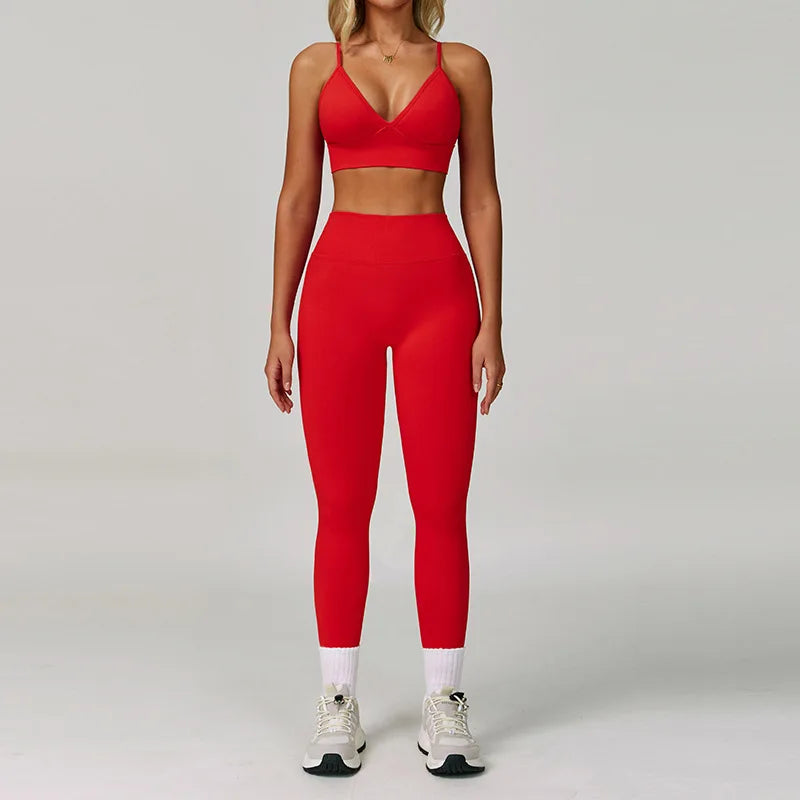 Custom LOGO seamless tight-fitting Yu suit quick-drying fitness suit outdoor running sports vest trousers two-piece set