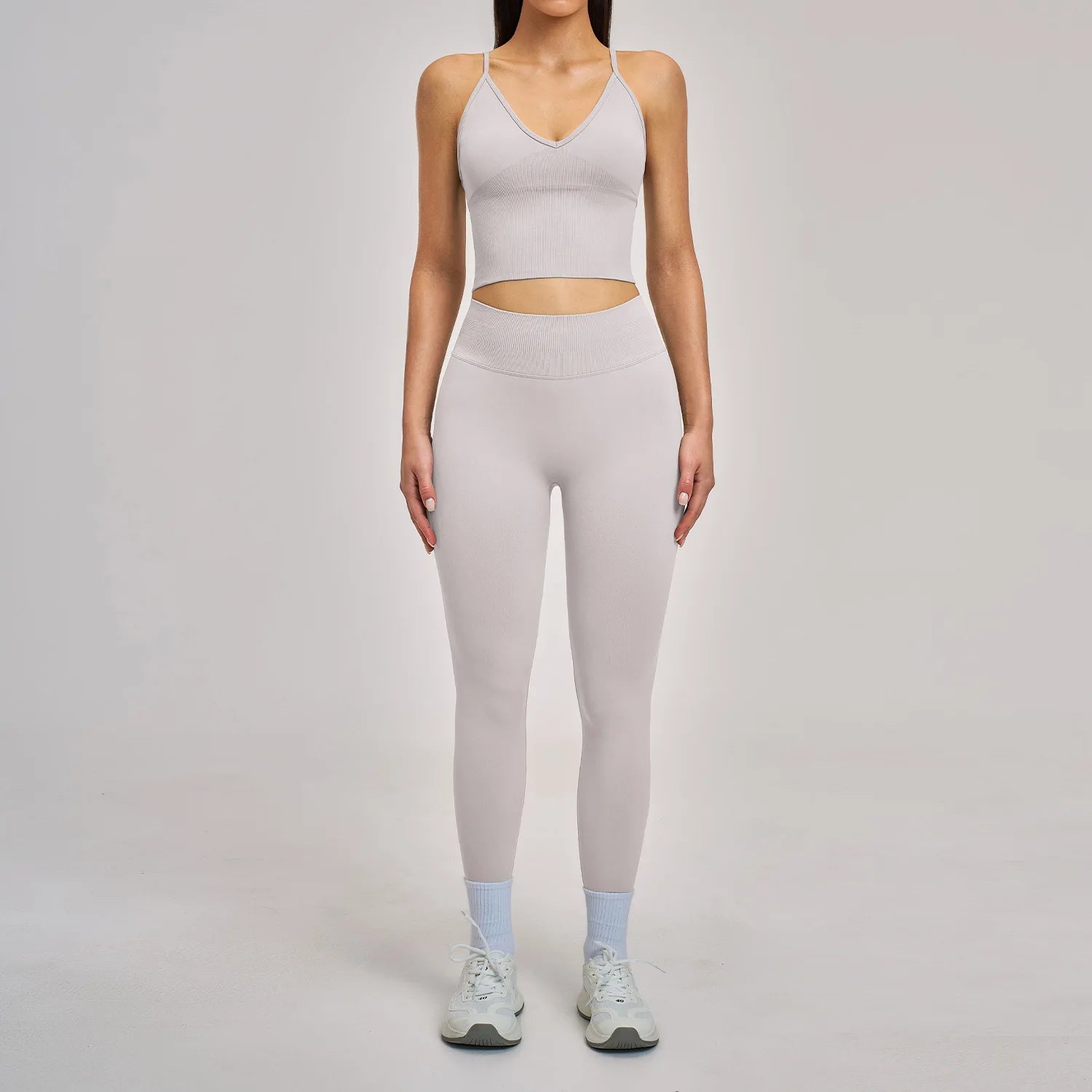 Custom LOGO women's seamless yoga I-shaped beautiful back tight fitness clothes high elastic running sports two-piece set