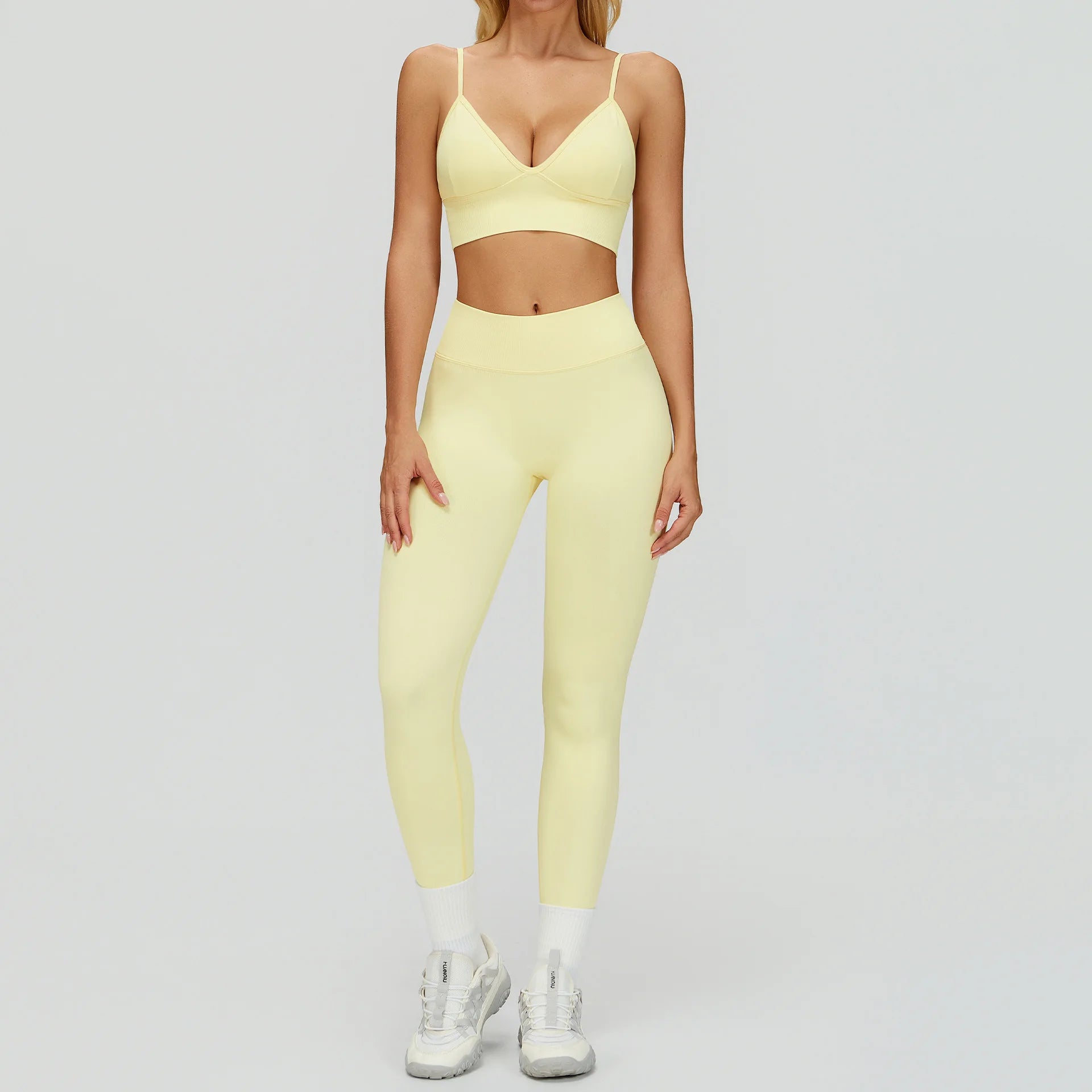 Custom LOGO seamless tight-fitting Yu suit quick-drying fitness suit outdoor running sports vest trousers two-piece set