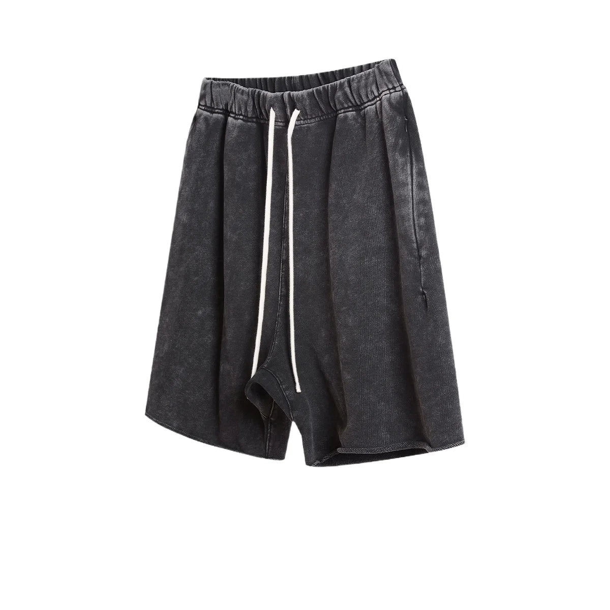 Custom LOGO men's summer short sleeves 260G shorts 410G heavy 100% cotton zip pocket loose edge washed old couple suit