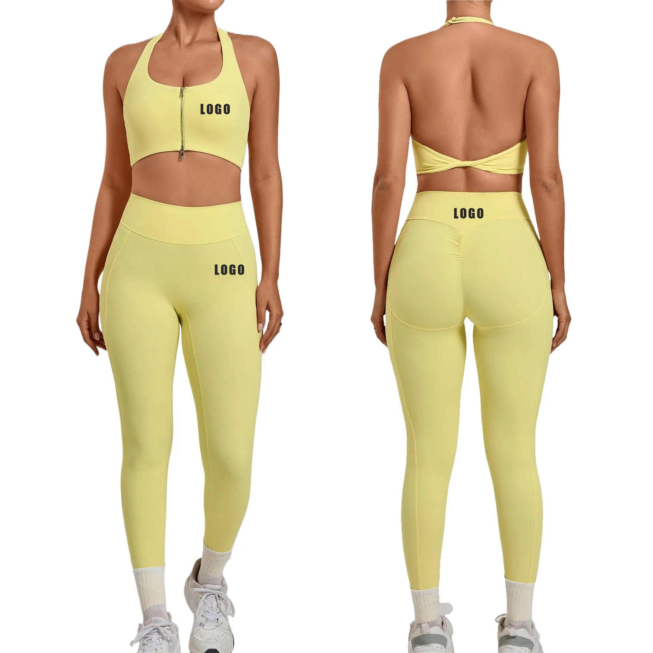 Customizable Nude Hip Lift Sports Zipper Set | Custom Logo