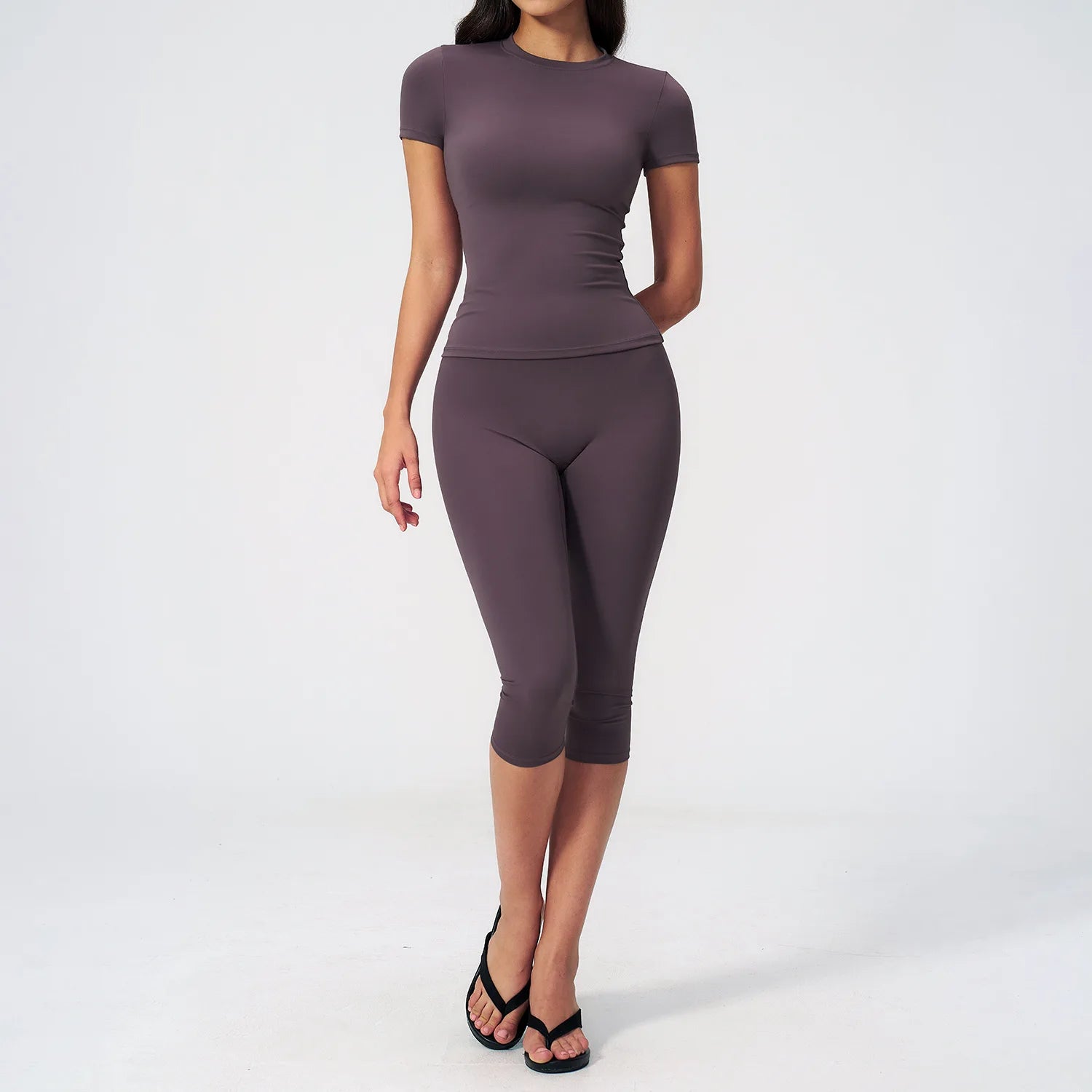 Custom LOGO women's breathable tight yoga clothes high waist quick-drying fitness clothes seven-point pants sports two-piece set