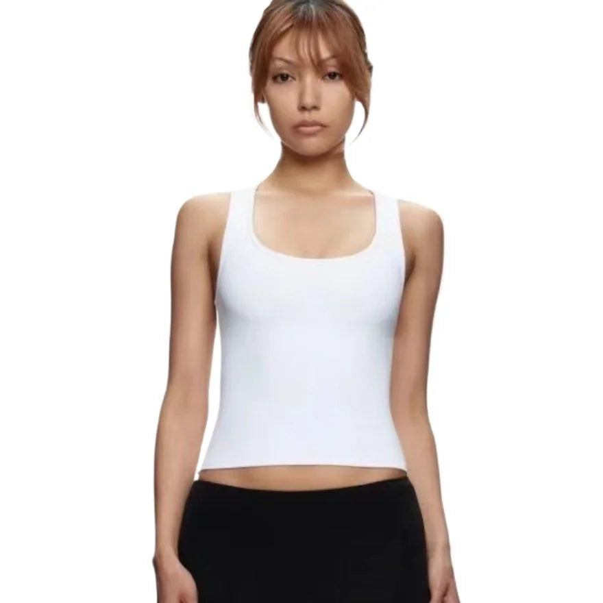 Custom LOGO women's Spice Girls tight-fitting high-elastic square-collar I-shaped vest fitness quick-drying sports short top