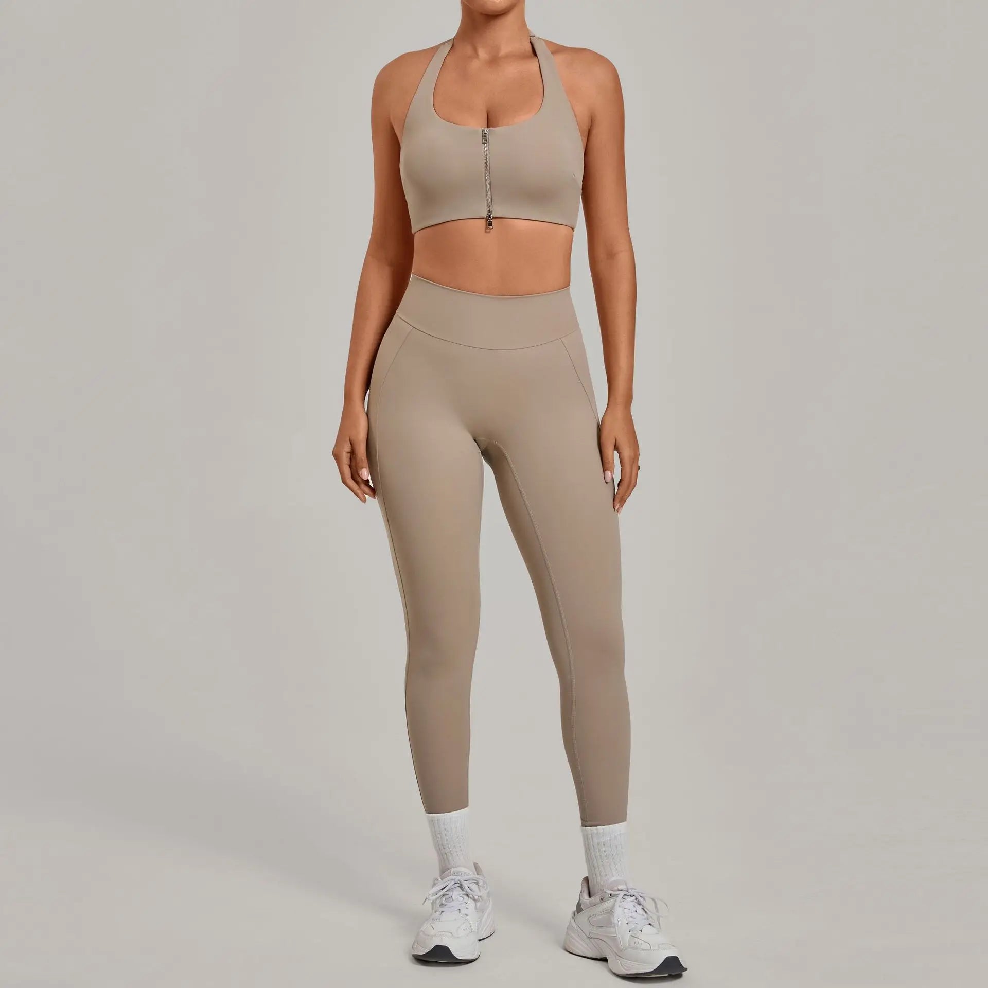 Customizable Nude Hip Lift Sports Zipper Set | Custom Logo