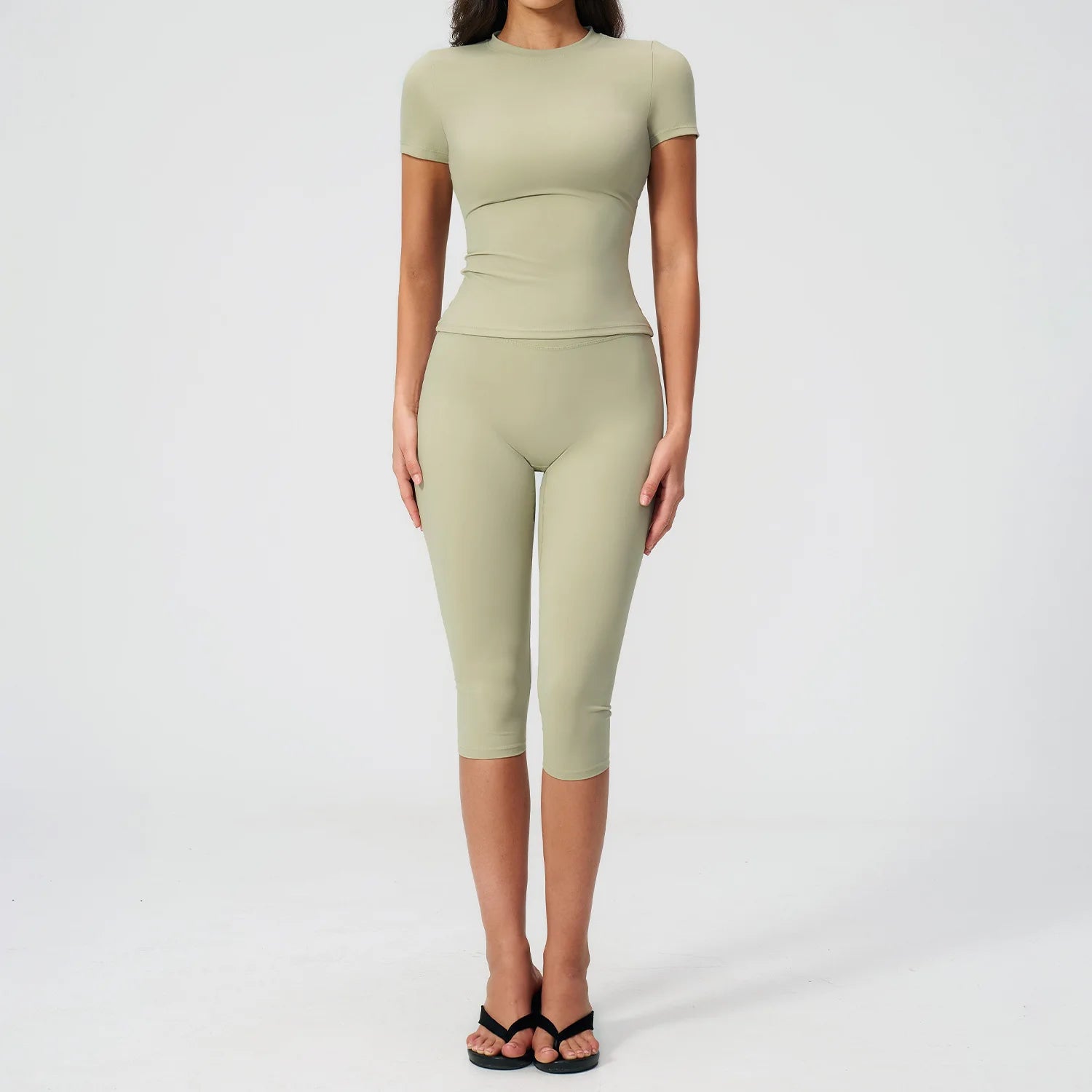 Custom LOGO women's breathable tight yoga clothes high waist quick-drying fitness clothes seven-point pants sports two-piece set