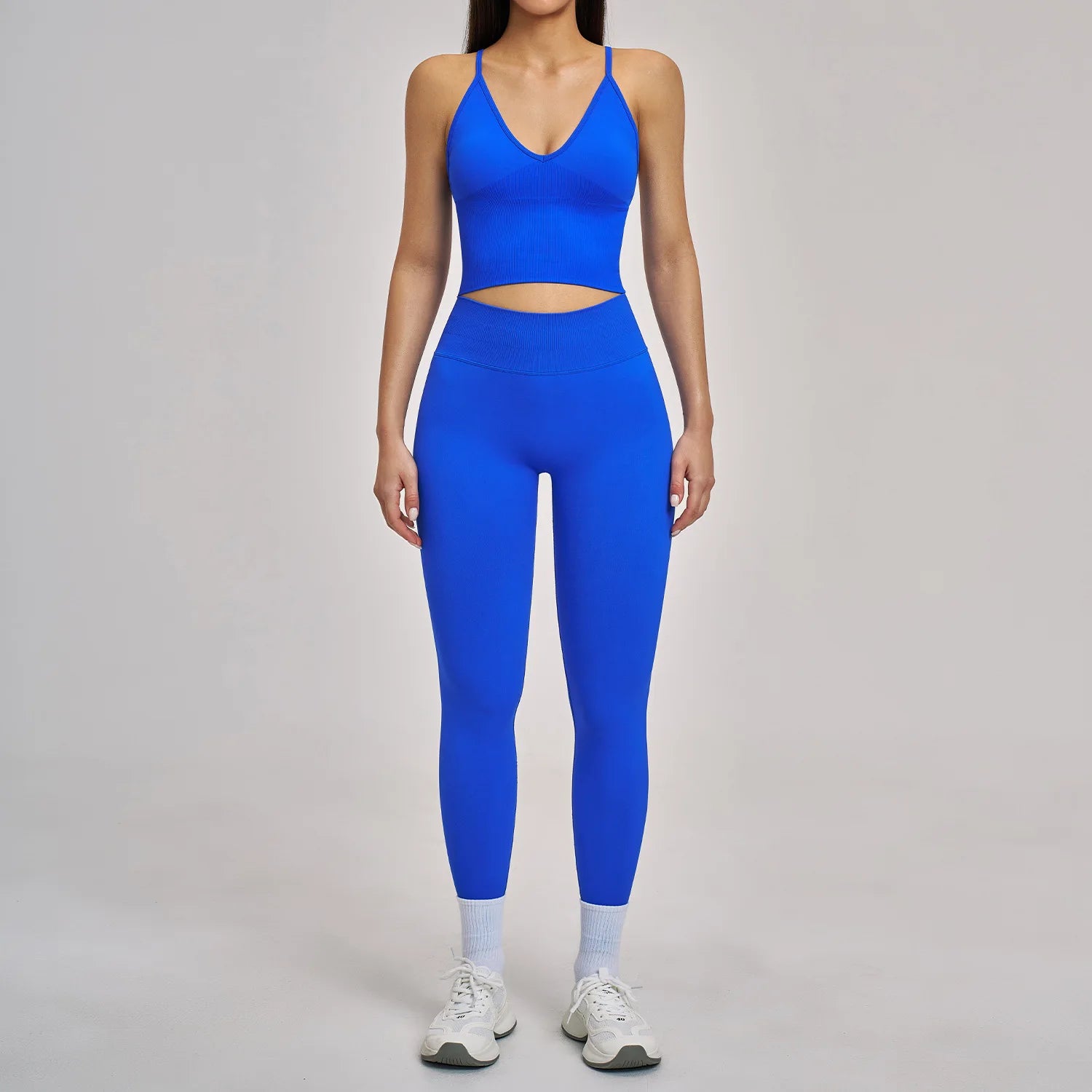 Custom LOGO women's seamless yoga I-shaped beautiful back tight fitness clothes high elastic running sports two-piece set