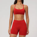 Custom LOGO women's seamless yoga quick-drying tight sports outdoor casual running fitness vest shorts two-piece set