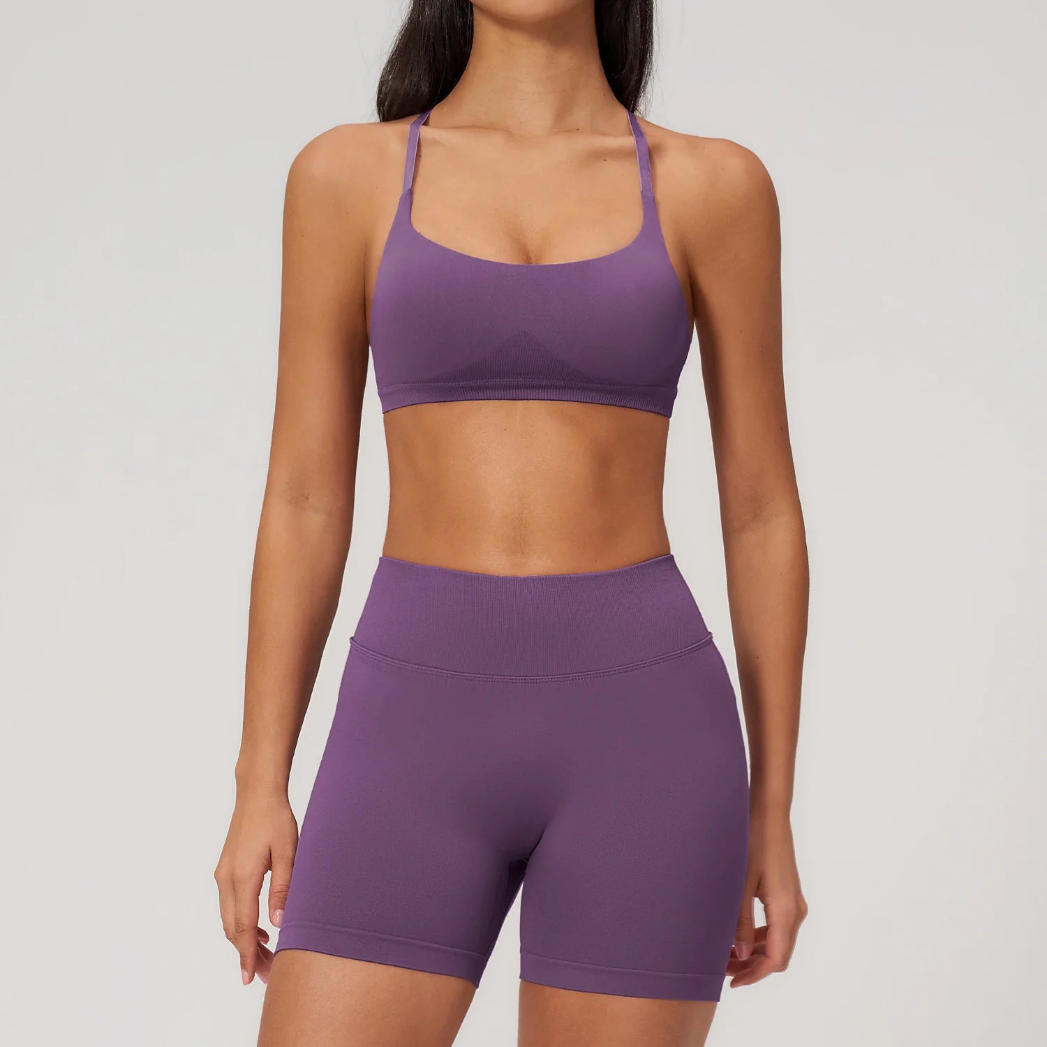 Custom LOGO women's seamless yoga quick-drying tight sports outdoor casual running fitness vest shorts two-piece set