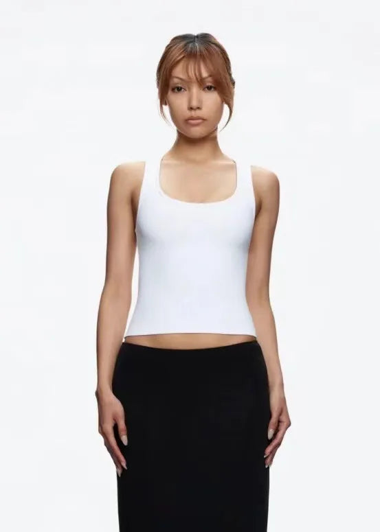 Custom LOGO women's Spice Girls tight-fitting high-elastic square-collar I-shaped vest fitness quick-drying sports short top