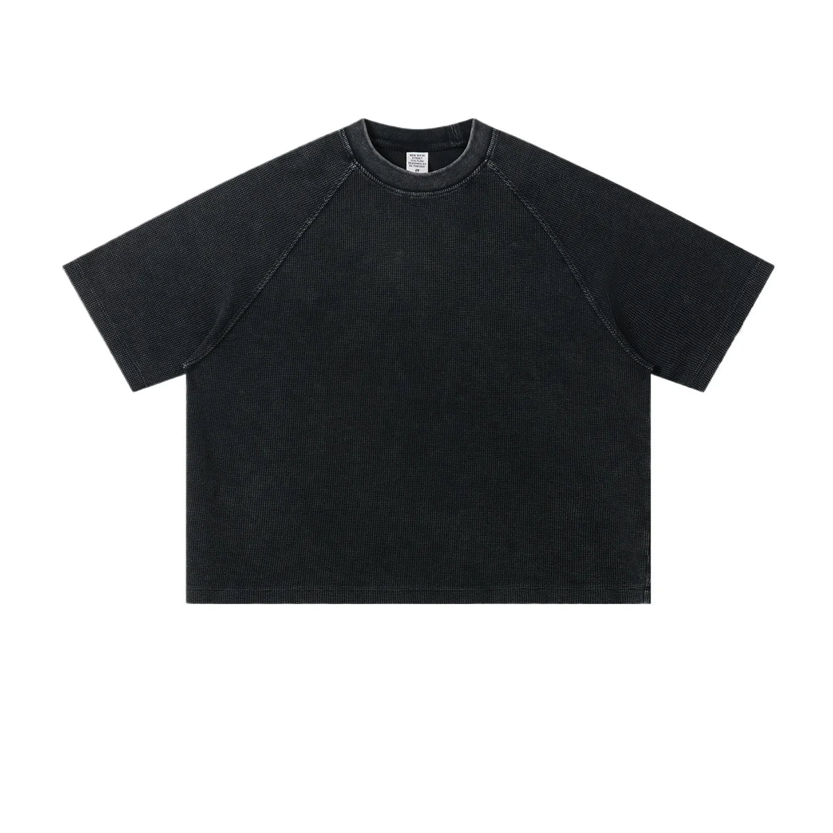 Custom LOGO Men's Summer 235G American Waffle Wash Fade Old Cotton Polyester Boxy Short Wide Shoulder Short Sleeve T-ShirtCustomizable High Quality Skinny Short Sleeve T-Shirt | Custom Logo