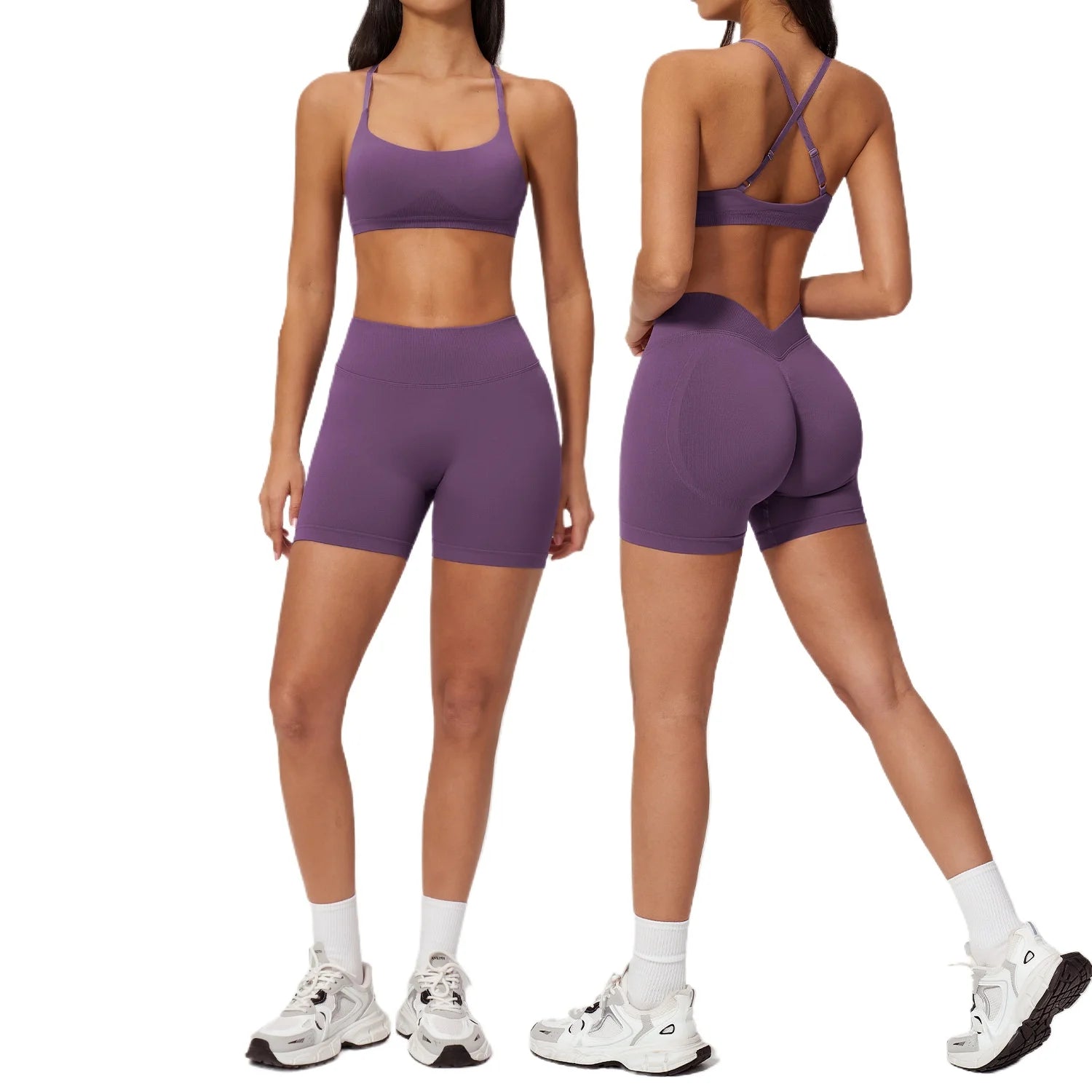 Custom LOGO women's seamless yoga quick-drying tight sports outdoor casual running fitness vest shorts two-piece set