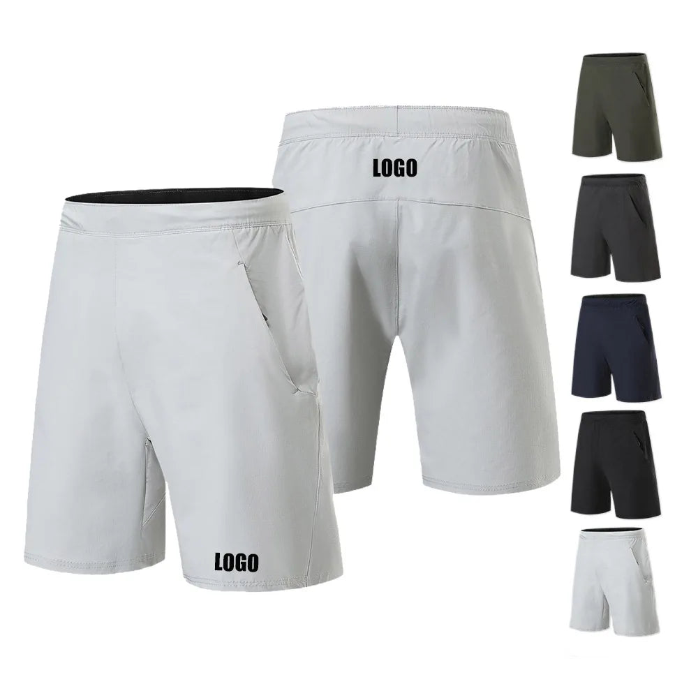 Custom LOGO Men's Sports Quick-drying Zipper Pocket Shorts Summer Casual Outdoor Running Fitness Five-point Pants