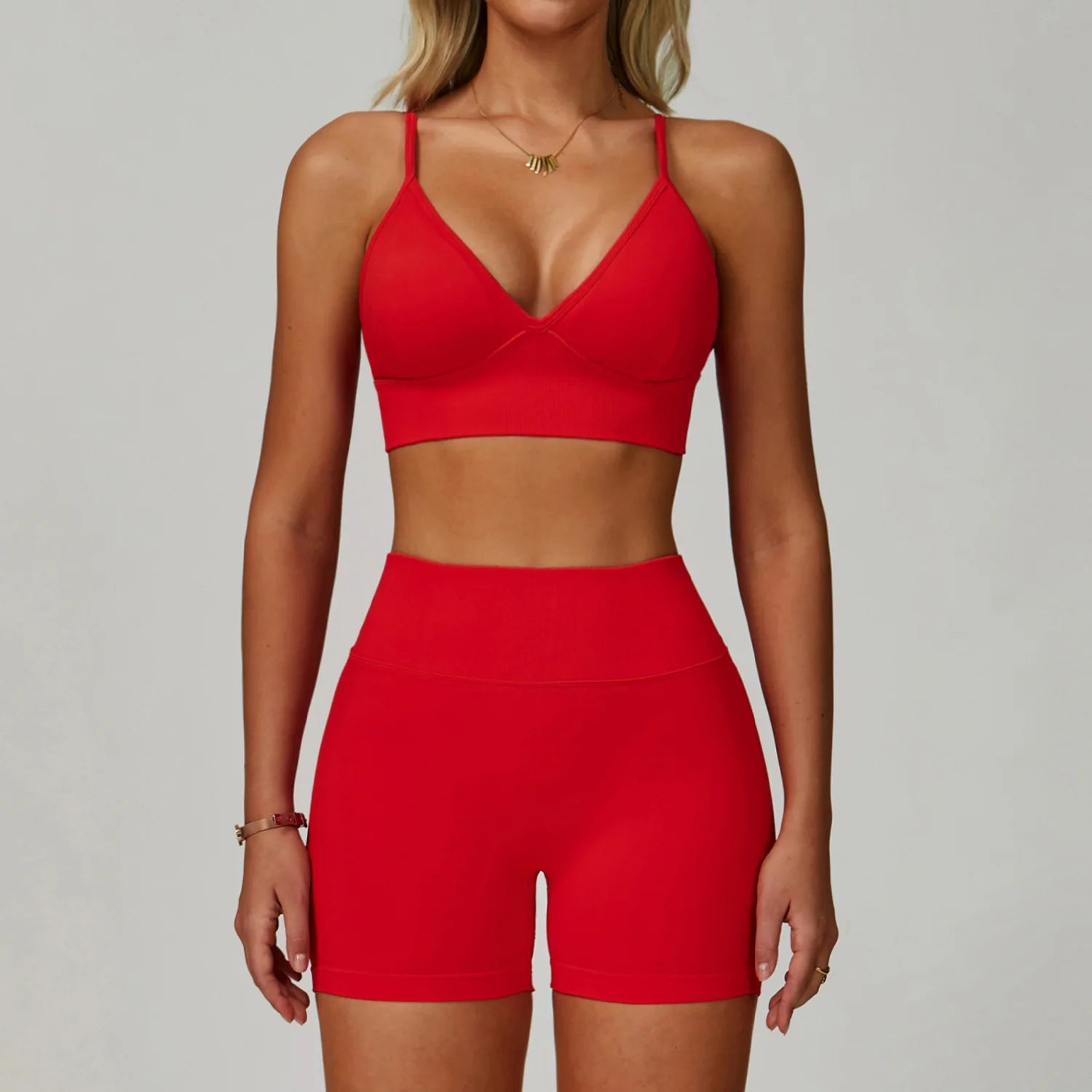 Custom LOGO women's seamless tight yoga quick-drying fitness wear outdoor running vest shorts sports two-piece set