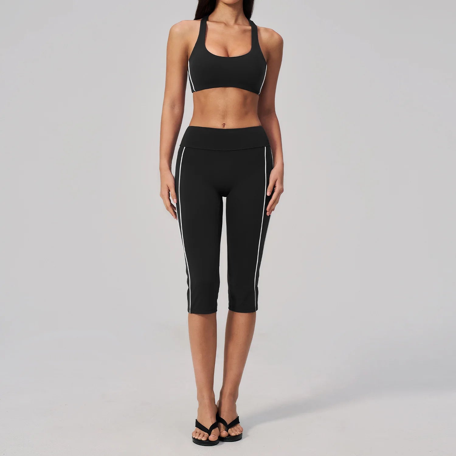 Custom LOGO women's slim back yoga sports quick-drying running fitness vest cropped pants two-piece set