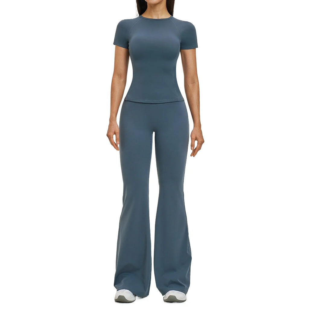 Custom LOGO women's spring and summer new slim-fit quick-drying sports suit casual sports running fitness two-piece set