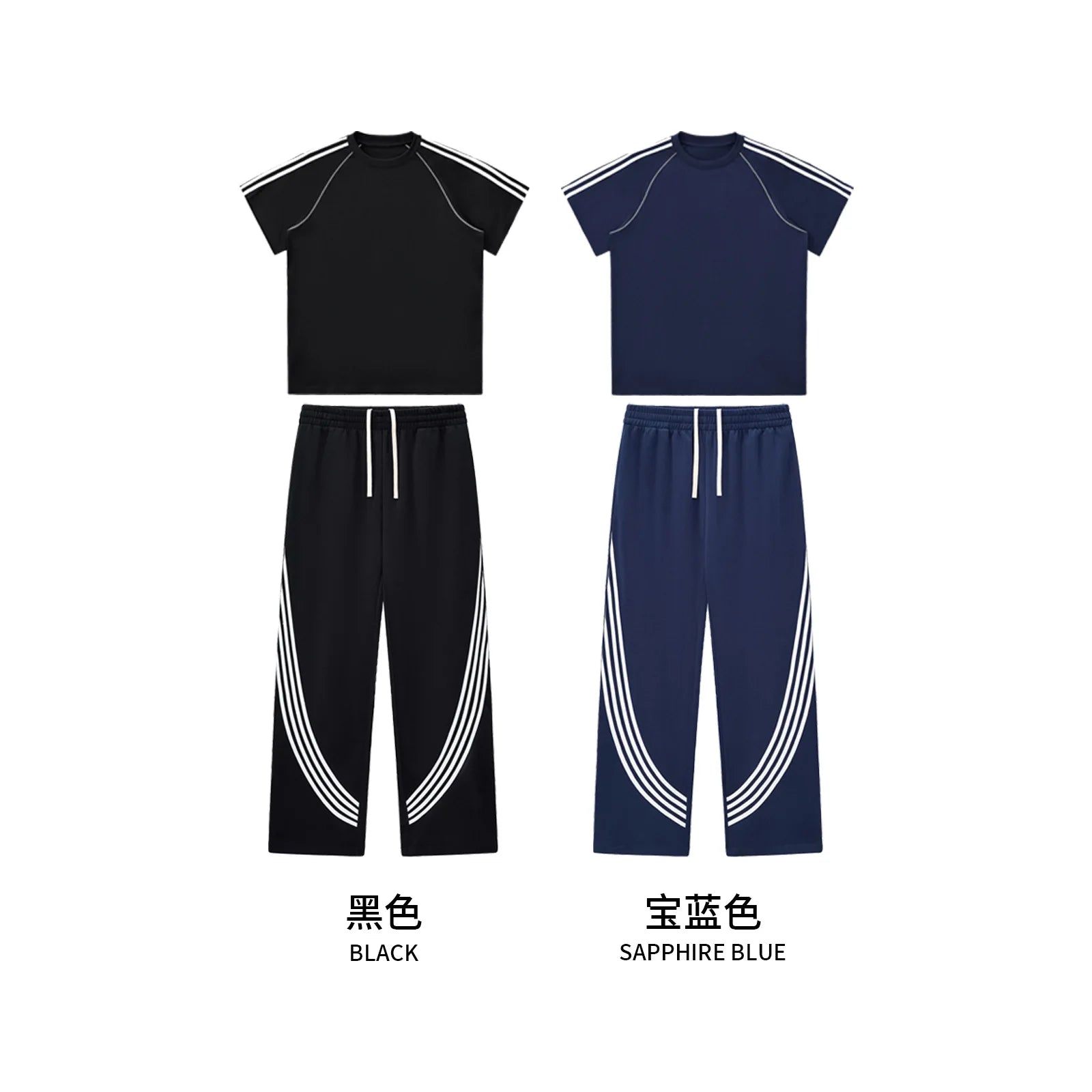Custom LOGO Men's 100% cotton striped short-sleeved trousers contrasting colors casual sports outdoor street hip-hop suit