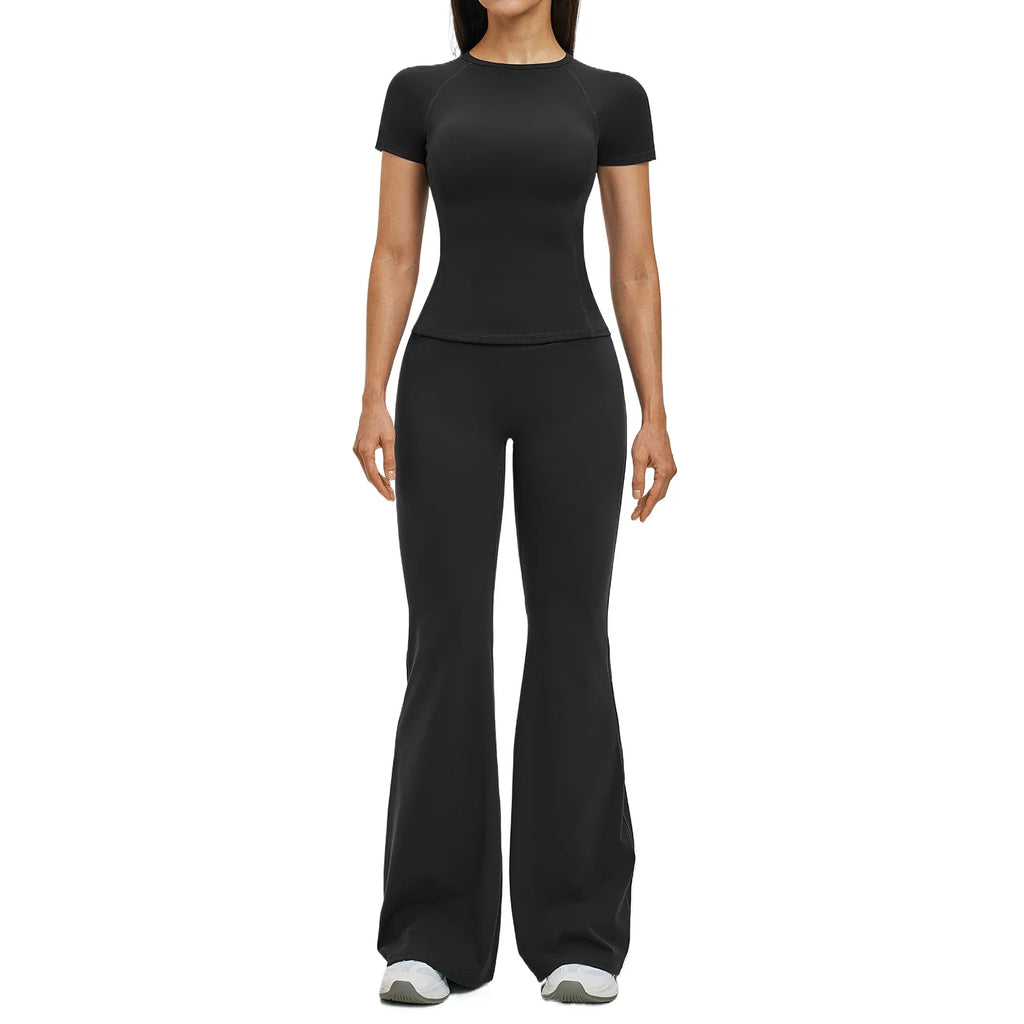 Custom LOGO women's spring and summer new slim-fit quick-drying sports suit casual sports running fitness two-piece set