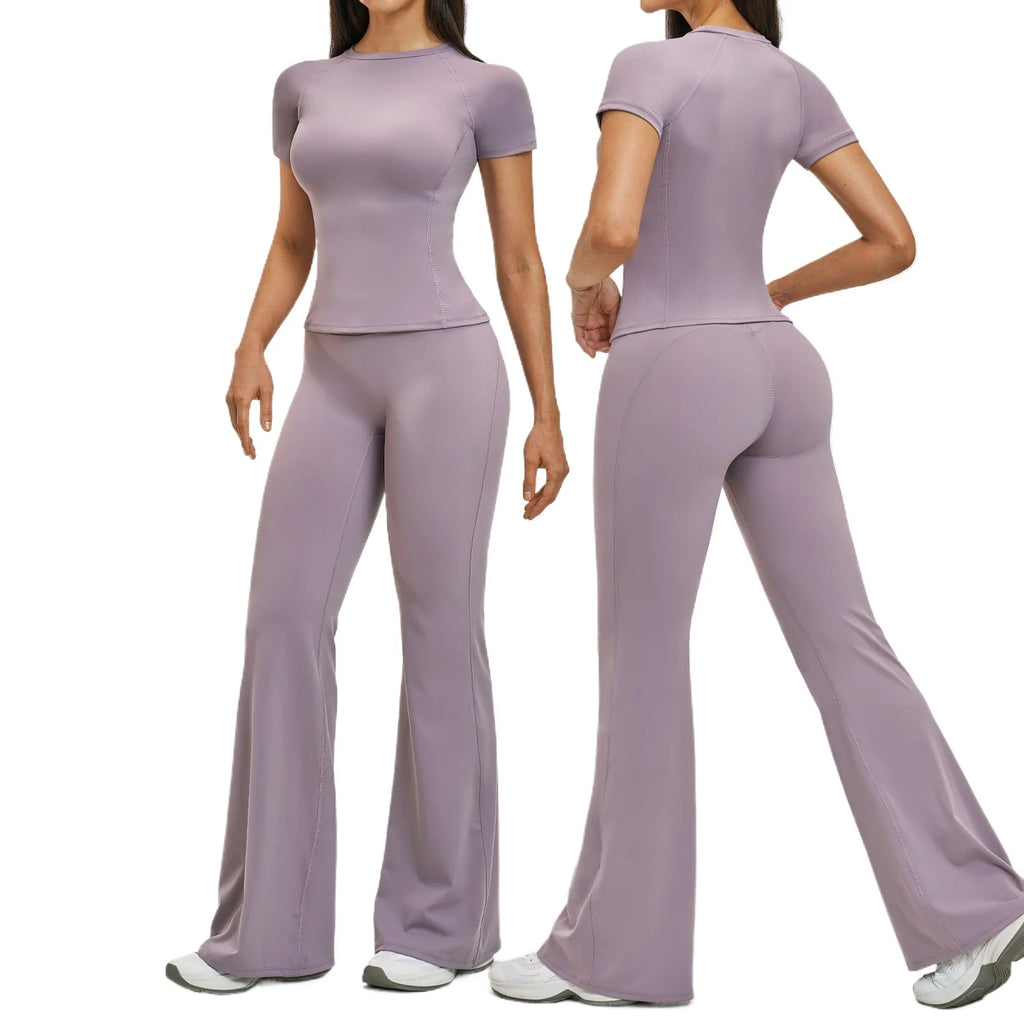 Custom LOGO women's spring and summer new slim-fit quick-drying sports suit casual sports running fitness two-piece set
