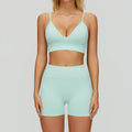 Custom LOGO women's seamless tight yoga quick-drying fitness wear outdoor running vest shorts sports two-piece set
