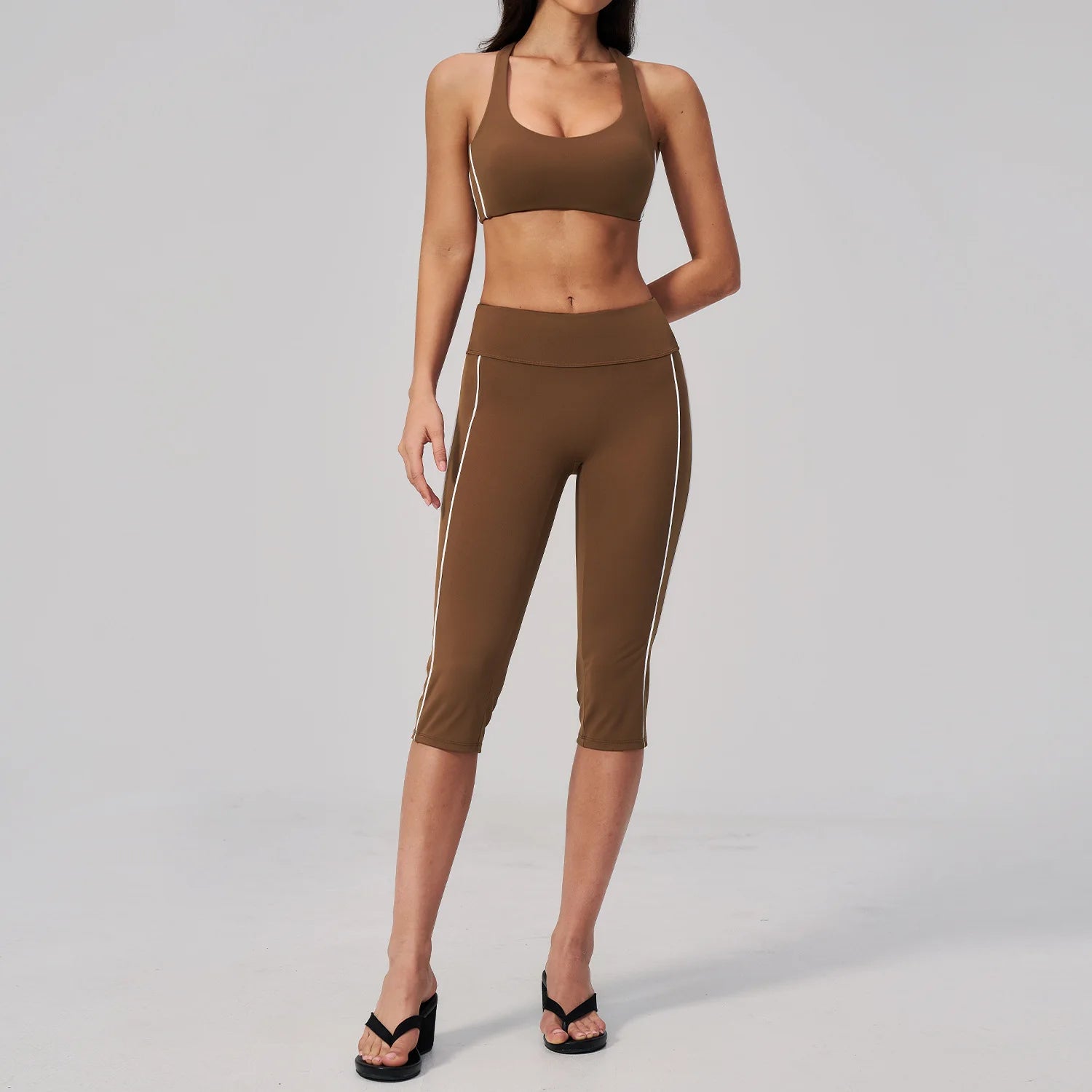 Custom LOGO women's slim back yoga sports quick-drying running fitness vest cropped pants two-piece set