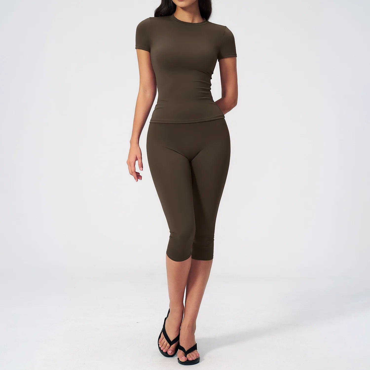 Custom LOGO women's breathable tight yoga clothes high waist quick-drying fitness clothes seven-point pants sports two-piece set