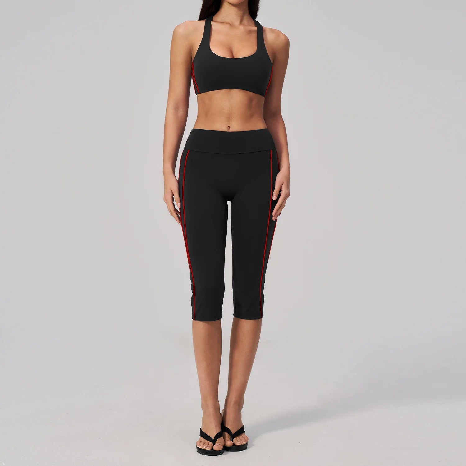 Custom LOGO women's slim back yoga sports quick-drying running fitness vest cropped pants two-piece set